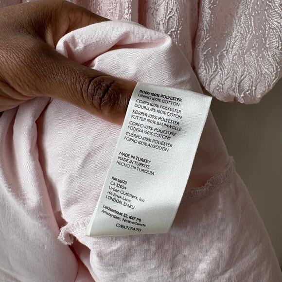 NEW Anthropologie Dress Pink Textured Puff-Sleeve Square Neck Midi Dress Size XL - Picture 10 of 10